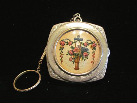 1900 s Guilloche Dance Purse Victorian Powder Rouge & Mirror Compact on Sale