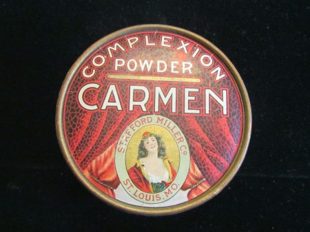 1930s Carmen Powder Box Vintage Complexion Powder Box Red Vanity Accessory Full Unused Rare Supply