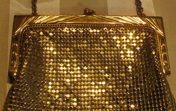 Art Deco Gold Purse Whiting Davis 1940s Mesh Purse Mint Condition Evening Handbag For Discount