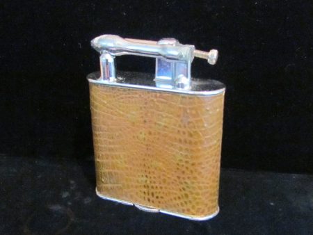 Vintage Lift Arm Table Lighter With Leather Wrap Jumbo 4 1 4  Size Online now