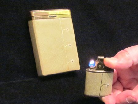 Buxton Leather Cigarette Case & Lighter Set Vintage Working Lighter Retro Regulars Kings 100s Online Sale