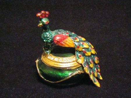 Peacock Trinket Box Enamel And Rhinestone Pill Container Online Hot Sale