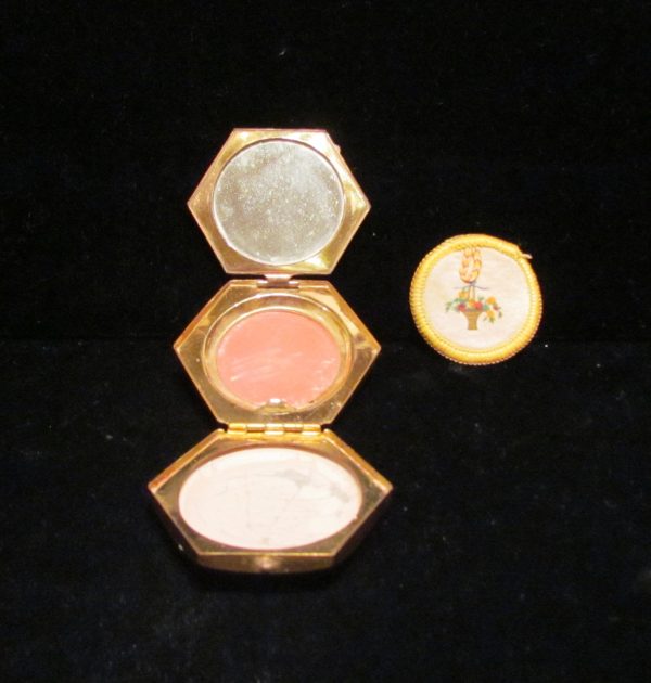 Vintage Houbigant 1930s Compact Hexagon Powder Rouge Mirror Compact Original Box Discount