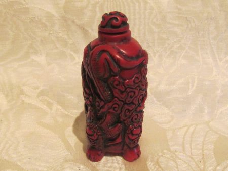 Carved Cinnabar Chinese Perfume Bottle Asian Snuff Holder Supply