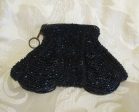 1920s Black Bead Purse Antique Finger Ring Black Iridescent Beaded Bag Online