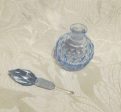 1940s Cut Crystal Perfume Bottle Light Blue Depression Glass on Sale