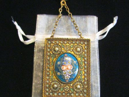 1800s French Gold Ormolu Compact Purse Enamel Guilloche And Pearl Finger Ring Excellent Condition Hot on Sale