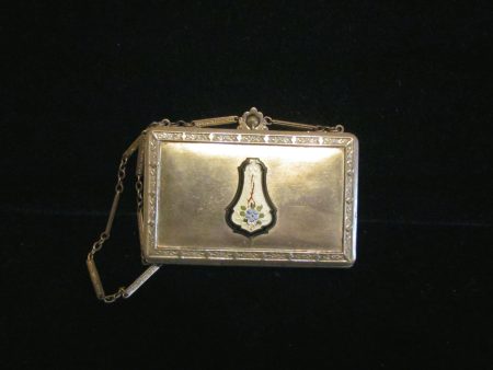 1926 D F Briggs Victorian Silver Guilloche Wristlet Compact Dance Purse Online Sale