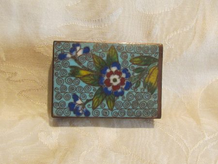 Vintage Match Box Holder Cloisonne 1920s Enamel Copper Match Safe Matchbox Cover For Sale