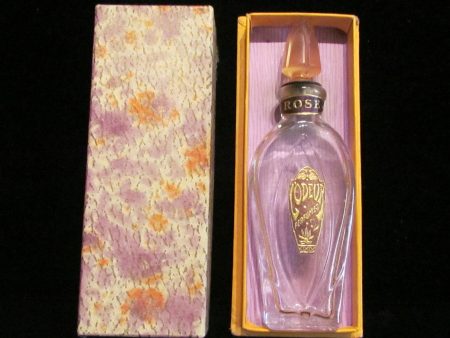 Vintage Perfume Bottle 1920s Rose L Odeur Perfumes Bottle Art Deco In Original Box Excellent Condition For Sale