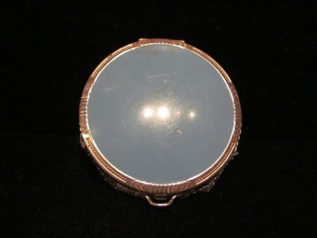 Evans Silver Mesh & Blue Enamel Compact 1930 s Powder Mirror Art Deco Compact Sale