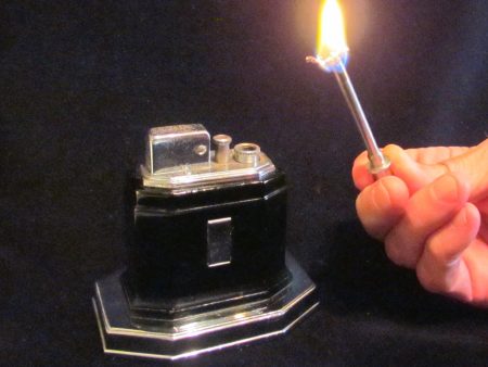 Ronson Touch Tip Lighter 1930s Octette Table Lighter Art Deco Black Enamel Excellent Working Lighter For Cheap