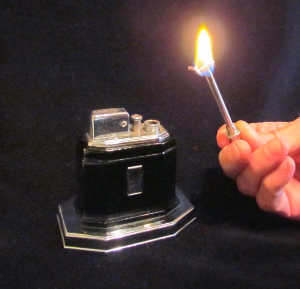 Ronson Touch Tip Lighter 1930s Octette Table Lighter Art Deco Black Enamel Excellent Working Lighter For Cheap