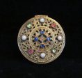 Jewel Filigree Compact E & J Bass NY Antique Jeweled Powder Mirror Compact Online Hot Sale