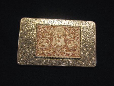 Vintage Evans Cigarette Case 1940s Mermaid Asian Silver And Gold Business Card Case Credit Card Holder Fashion