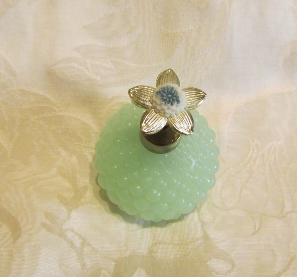 1940s Atomizer Perfume Bottle Green Hobnail Depression Glass Floral Top Excellent Working Condition Cheap