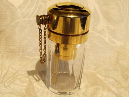 Antique Perfume Bottle 1900s Atomizer Glass Bottle Gold Plated Discount