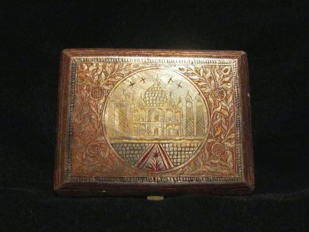 1930s Trench Art Cigarette Case Alpaca Silver Case Taj Mahal Enamel Business Card Holder Discount