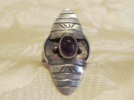 925 Sterling Silver Amethyst Ring Size Vintage India Style 6 1 2 Cheap