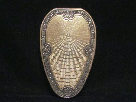 Vintage Karess Woodworth Silver Guilloche Compact 1917 Enamel Powder Rouge Compact Rare For Cheap