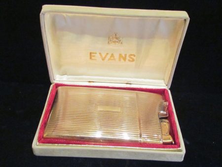 1950s Evans Gold Cigarette Case Lighter In Original Box Working Condition Hot on Sale