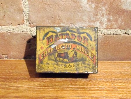 Matador Tobacco Tin Antique Advertising Square Corner Metal Box Supply