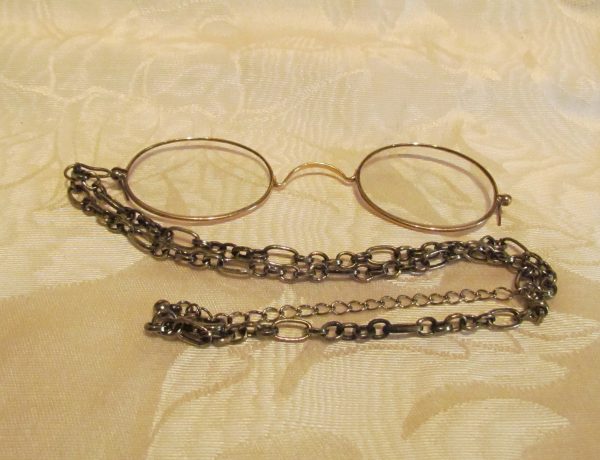 12Kt GF Pince Nez Eyeglasses Victorian Spectacles With Necklace And Case Online Hot Sale