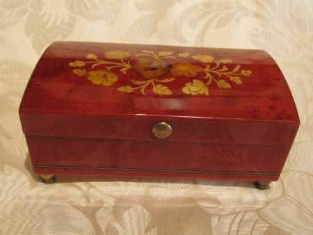 Reuge Music Box Italian Inlaid Burl Wood Swiss Movement Ring Jewelry Box Cheap