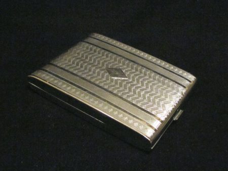 Vintage Evans Silver Cigarette Case Business Credit Card Holder 1930s on Sale