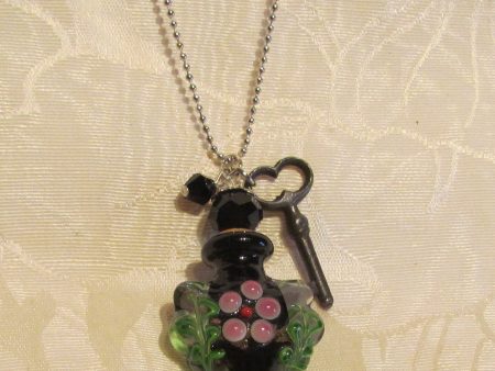 Key To Her Heart Perfume Bottle Necklace OOAK Handmade Silver Plate Blue Lampwork Pendant Online