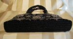 Vintage Black Beaded Purse Black Iridescent Floral Bead Bag Formal Mint Condition Sale