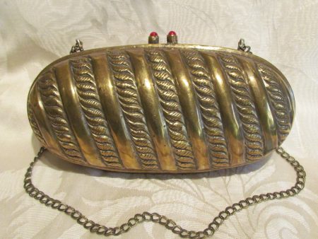 Art Deco Brass Shell Purse Pillow Handbag Antique Evening Bag Formal Online now