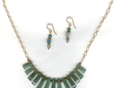 14kt GF Necklace & Earrings Set Green Aventurine Cleopatra Nile OOAK Beaded Necklace Set 14kt Gold Filled Earrings Online