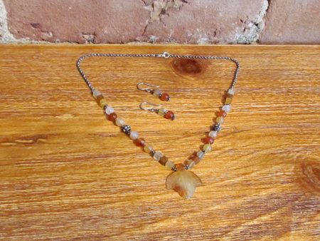 Sterling Silver Citrine Leaf Necklace & Earrings Set Handmade OOAK Online