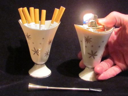 Lenox Ronson Table Lighter Set 1950s Starburst Design Atomic Age Mid Century Working Lighter Hot on Sale