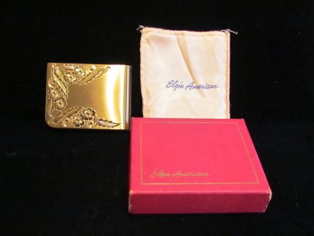 1940s Elgin American Gold Compact Unused In The Original Box Hot on Sale