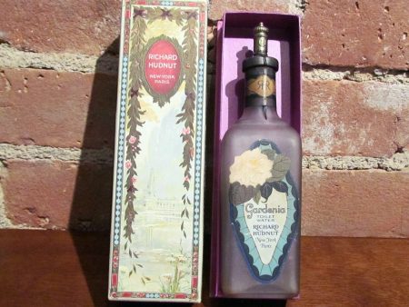 Antique Perfume Bottle Richard Hudnut Gardenia Frosted Glass Bottle In Original Box Online now