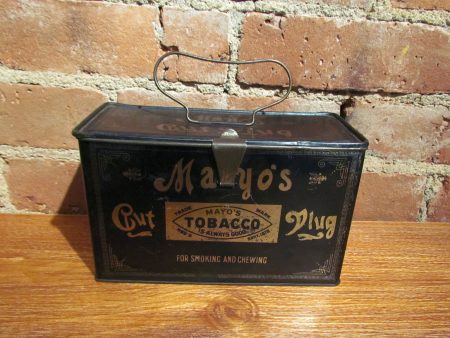 Mayo s Cut Plug Tobacco Tin Antique Advertising Metal Lunch Box Pail Fashion