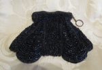 1920s Black Bead Purse Antique Finger Ring Black Iridescent Beaded Bag Online