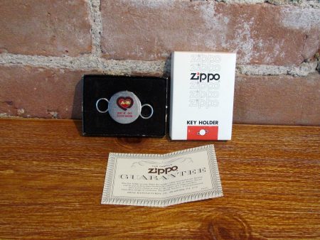 Vintage Zippo Stainless Steel Keychain NIB Advertising A & B Meats Allentown, PA For Discount