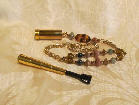 Vintage Folda Cigarette Holder Necklace Handmade Semi Precious Beaded OOAK Pendant Necklace Online now