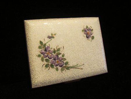 Guilloche Cigarette Case 1940 s Violet Floral Gold Business Card Holder Credit Card Case Online Hot Sale