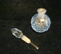 1940s Cut Crystal Perfume Bottle Light Blue Depression Glass on Sale