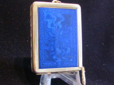 Karess Woodworth Guilloche Compact Purse Cobalt Blue Enamel Rare Online now