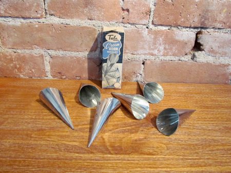 Vintage Tala Steel Cream Horn Cone Moulds 6 Molds Horns Cones IOB on Sale