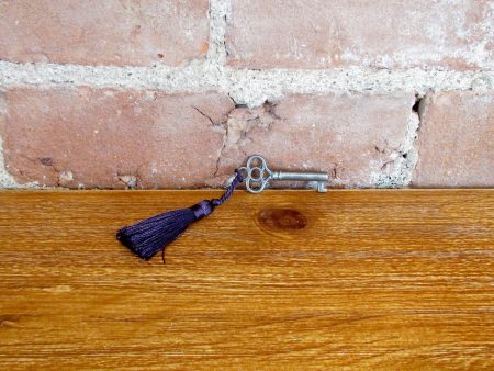 Antique Skeleton Cabinet Door Key And Purple Tassel Cheap