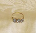 10Kt Gold Aquamarine Ring 3 6x4mm Oval 4 Diamonds Ladder Ring Size 8 1 4 Hot on Sale