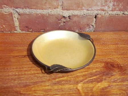 Vintage Yellow Guilloche Ashtray Dish Online now