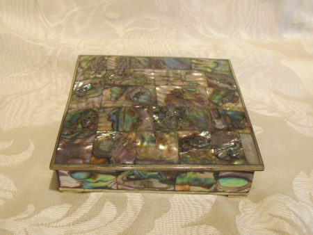 Handmade Abalone Cigarette Box 1940 s Silver Tabletop Cigarette Case Vintage Trinket Jewelry Box Sale