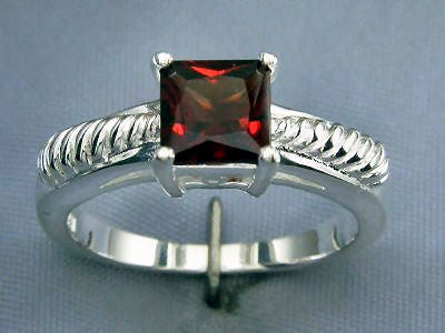 1.25 Carat Garnet Princess Cut Sterling Silver Ring Size 6 1 4 Cheap